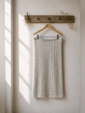 Roxy NWT Crochet Maxi Pencil Skirt in Light Cream Sz XL